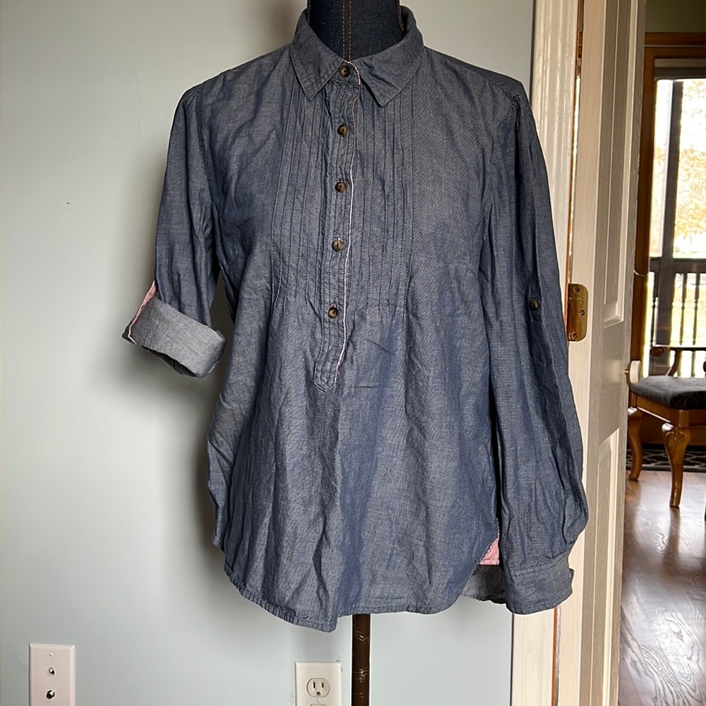 PER SE denim long sleeve top size medium